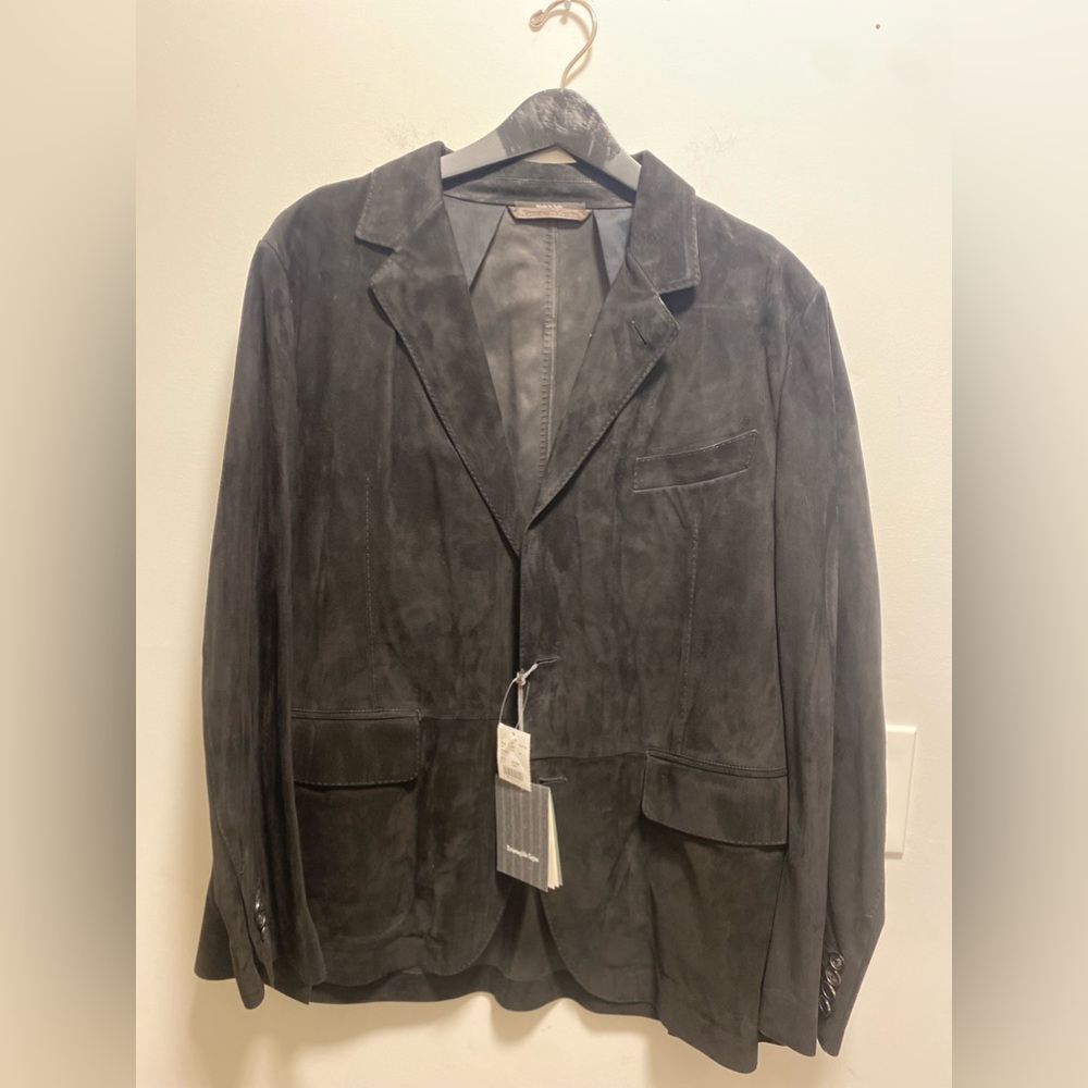 ZEGNA BLACK SUEDE BOMBER 40R $7500
